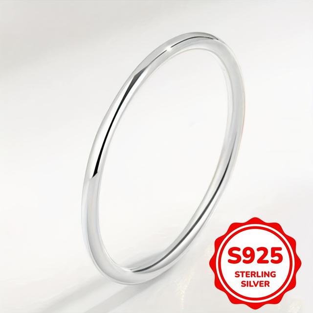 TEMU 1 pieza de anillo delgado de S925 de 1,3 gramos para mujeres, joyería de moda de plata , regalo