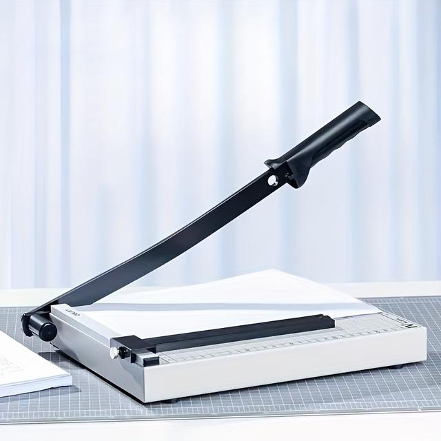 TEMU Manual Heavy-duty A4 Steel Paper Cutter - No , Manual Operation With Lever Mechanism, Blade & For Precise Cutting Of Photos, Documents, Cardstock - Portable Manual Paper Trimmer For Office