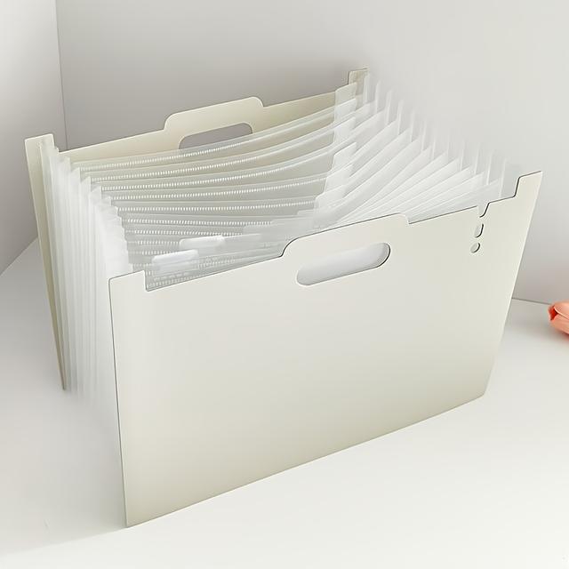 TEMU 1pc Saco Acordeão Vertical de Secretária Cor Morandi, Material PP, Capacidade para 2000 Folhas de Papel, Arquivo de Ficheiros Portátil Adequado para , Escritórios e Reuniões Familiares