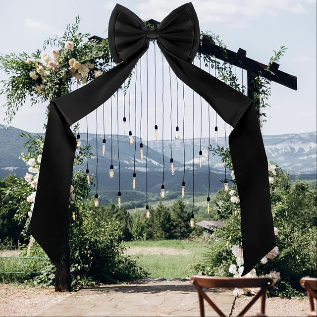 TEMU Oversized Wedding Bows Featuring Long Tails, Measuring 75x18.5 Inches, Perfect For Wedding Backdrop Decoration, Elegant Wedding Decor, And Decorative Bows For Outdoor Lawn Ceremonies.