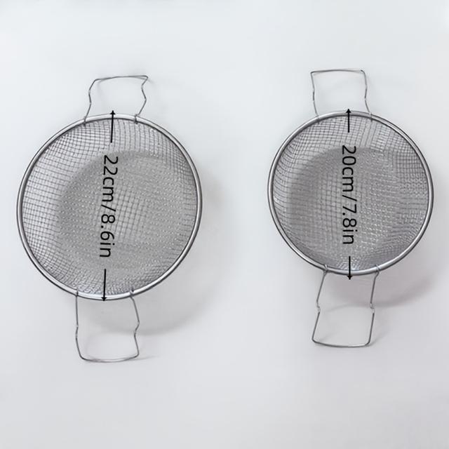 TEMU 2pcs Food-grade Stainless Steel Fine Mesh Frying Basket, Household Handle With Storage - Round Filtering Strainer For Vegetables, Fruits, Pasta Draining & /chicken Snacks Kitchen Sieve