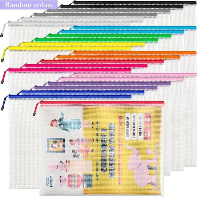 TEMU 36/24/12er Pack A3-Größe Netz-Reißverschlussbeutel, zufällige Farben – Große Aufbewahrungsbeutel für Bürobedarf, Puzzles, Spielzeug, Reiseartikel, Bastelbedarf