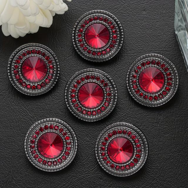 TEMU 6 ks kulatých křišťálových skleněných kovových knoflíků s kamínky pro kožichy, zimní bundy, ručně šité dekorativní knoflíky, dámské módní doplňky, elegantní ruční práce, výroba šperků