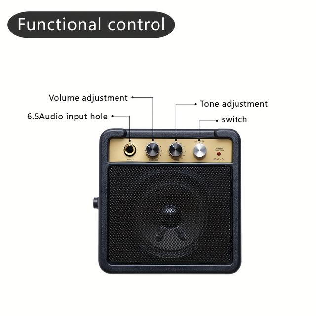 TEMU Non-battery-powered Guitar Amplifier - Vintage Mini Speaker With , Compact & Portable