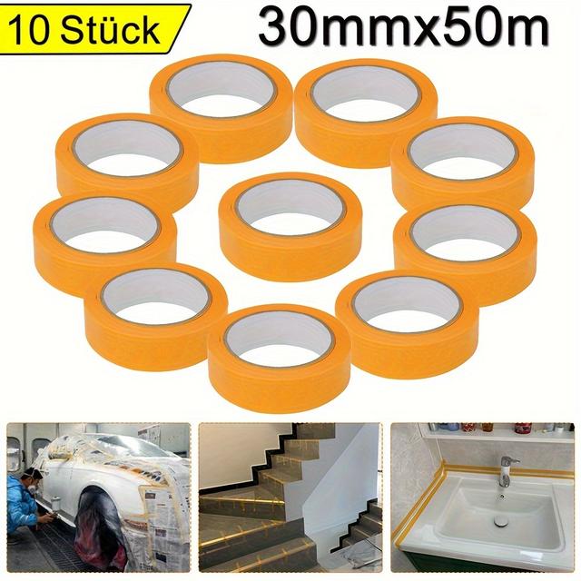 TEMU 10 Rolls 30mm X 50m Roll Adhesive Tape Painter Tape Cover Tape Painter Tape