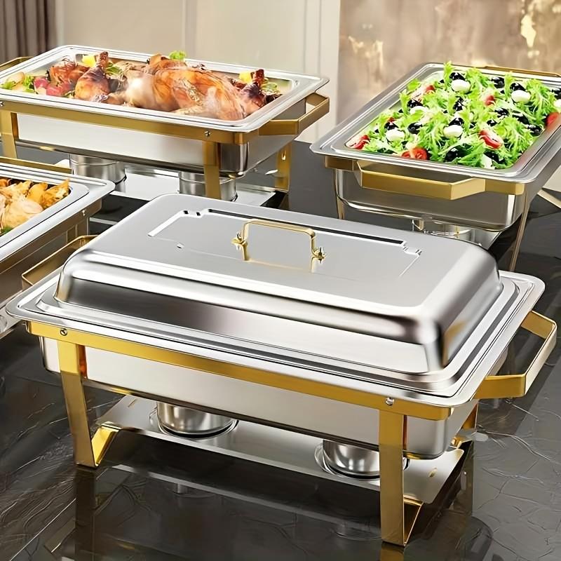 TEMU 4 Packs Golden Chafing Dish Buffet Set, 8qt Chafing Dishes For Buffet, Chafers And Buffet Warmers Sets For Wedding, Rolled-, Cooking