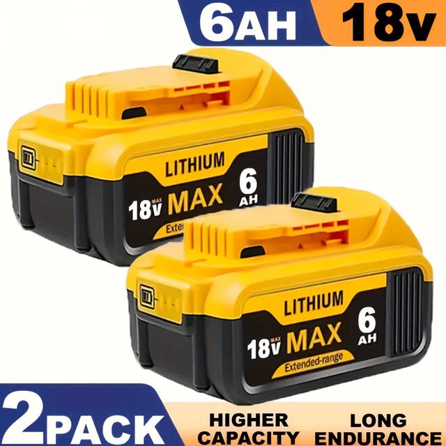 TEMU 2pcs/4pcs 18v 6.0ah Lithium-ion Replacement Xr Battery Compatible With For Dcb200 Dcb180 Dcb181 Dcb201 Dcb200-2 Del1810 Lithium 18 Volt Max