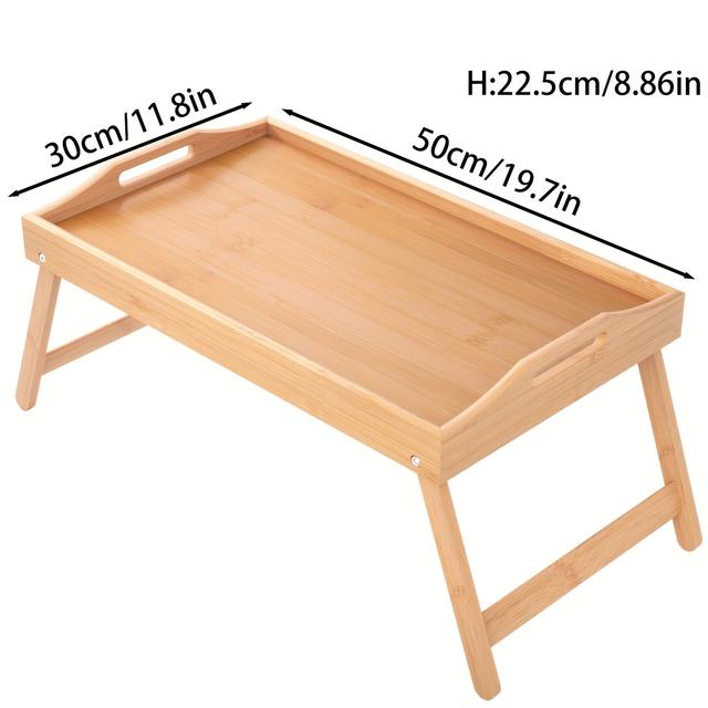 TEMU 1 Bandeja de Bambú para Laptop | Mesa Portátil para Snacks y Bandeja de Cama con Patas Plegables, No para
