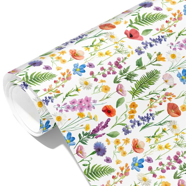 TEMU Floral Wrapping Paper Roll -17 Inch X 9.8 Feet - Spring Summer Garden Perfect For Wedding, Bridal Shower, Birthday, Baby Shower, Christmas