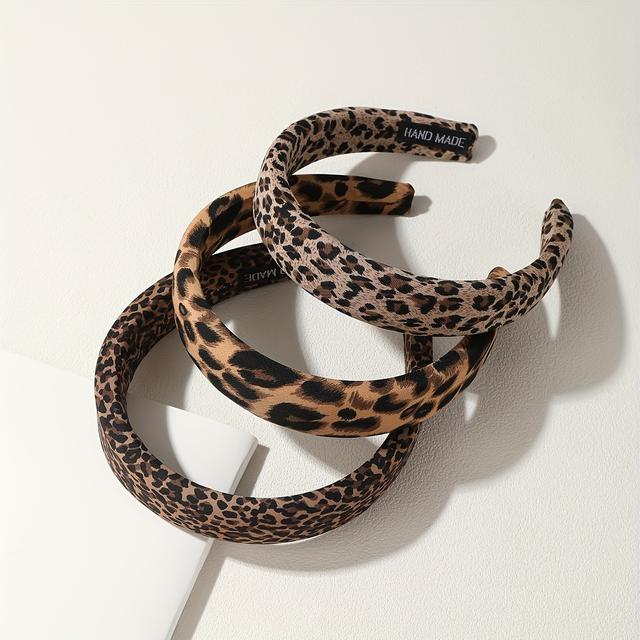 TEMU 3 pezzi di eleganti per capelli con stampa leopardata in stile bohémien, accessori per capelli casual per donne, materiale , versatile per l'uso , il bagno, lo styling del trucco