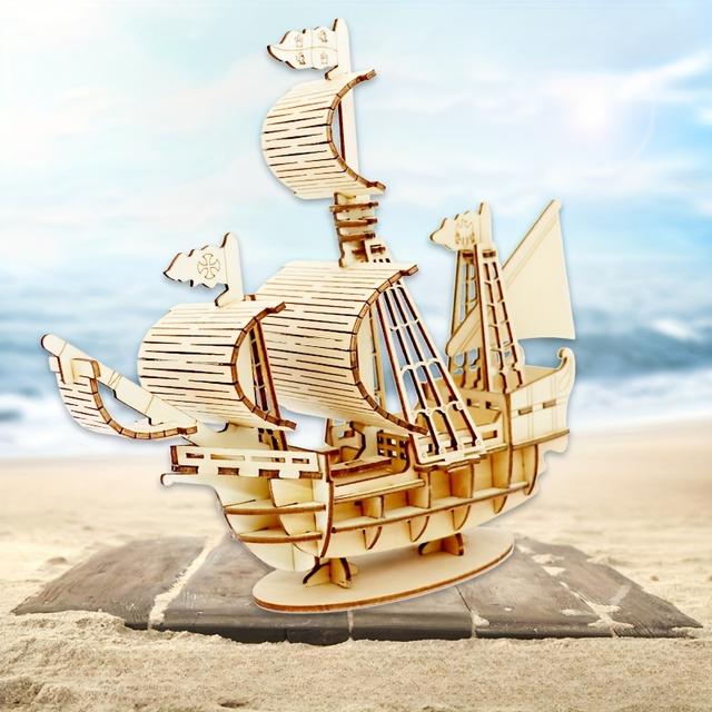 TEMU Exquisite Handmade 3d Wooden Sailboat Model Kit - Unique Diy Collectible, Suitable For Home And Office Decoration, Perfect Gift Idea For Christmas, Birthday And Sailing Enthusiasts