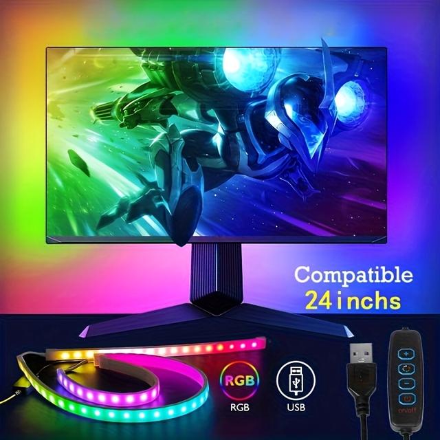 TEMU Usb Rgb Led Strip Light, Button Control, With Usb Power Supply And Multiple Intelligent , Suitable For Home Decoration, Gaming Rooms, And Environments