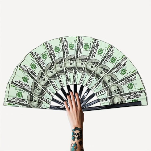 TEMU 13'' -the- Folding Fan-big Hand Fan For Raves, Festivals, Rap Shows, Clubbing, Hip-hop Parties, Cosplay, Props, Funny Costume Accessories, Flashy Stage , Gag Gifts, Bling Events, Vip Nights