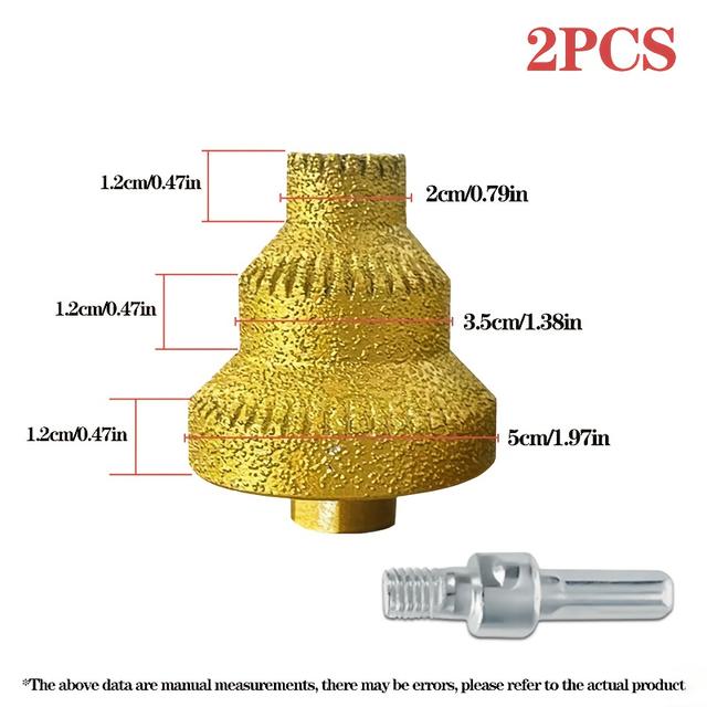 TEMU 2 шт. Набір розширювачів з зубчастими отворами "Пагода" - Бразовані багатошарові алмазні зуби, підходить для бетону/плитки/мармуру, інструмент для свердління плитки та бур для бетону