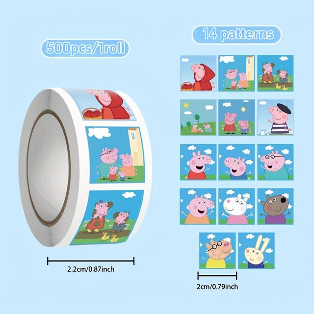 TEMU 1 Rolka/500szt Naklejki z Motywem Pieska na Etui do Telefonów i Dekoracje Komputerowe, Urocze Kreskówkowe Ozdoby do Notatników i Dzienników