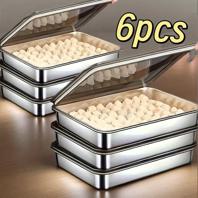 TEMU Set Of 6 Stainless Steel Food Storage Containers That Are Airtight, Safe For , And Designed For Stacking Salads And Fruits