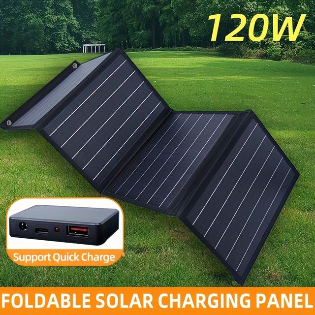 TEMU Baseltix 120W 4-Panel faltbare Solar-Ladestation, monokristalline tragbare Outdoor-Powerbank mit DC/Type-C USB-Ausgängen, unterstützt Schnellladung für Handys, Tablets Laptops