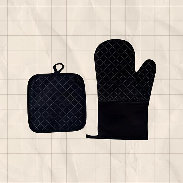 TEMU Upgraded Anti-slip Set! Gloves + Pot Holder Combo, Palm, Non-slip For Cooking Convenience!, Kitchen Essentials|ergonomic Gloves|durable Kitchenware, Kitchen Accessories