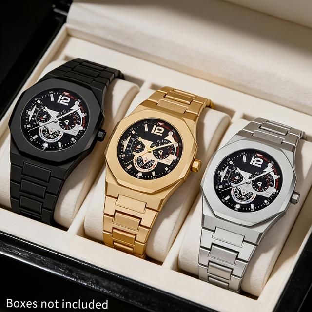 TEMU 3 Men's And Women's Watches Easy Modern Black Quartz Watch Adjustable Strap Daily Casual Formal Dress Perfect Birthday Gift For Graduation Lovers Affordable Luxury Watch Back To School