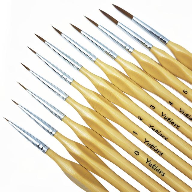 TEMU [Мікро-малювання] Набір детальних пензлів | 11 шт. | Тонкі пензлі | для -малювання, акрилу, , олійного живопису, моделей, рукоділля, лінійного малювання