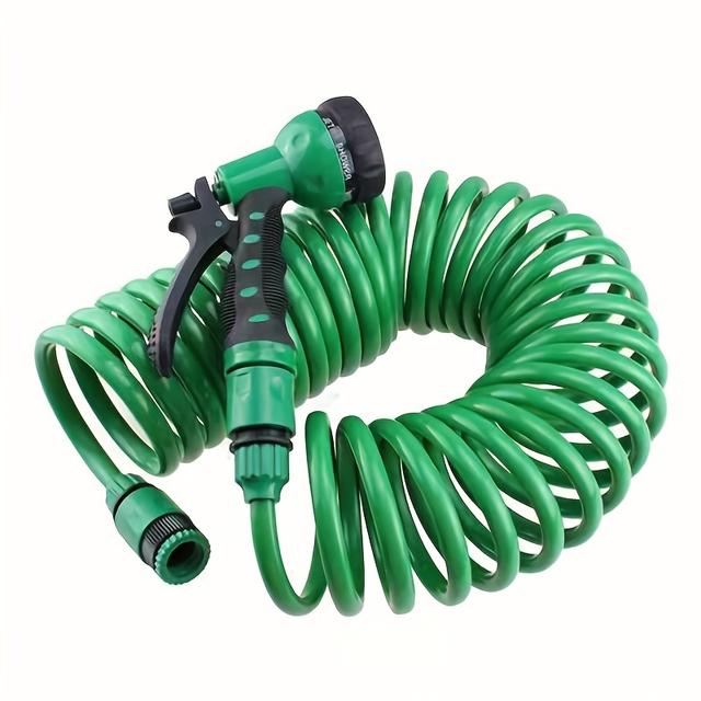 TEMU 30m Retractable Spring Hose, Garden Plastic Water Pipe Multi-functional Car Wash Gun Set For Home Use