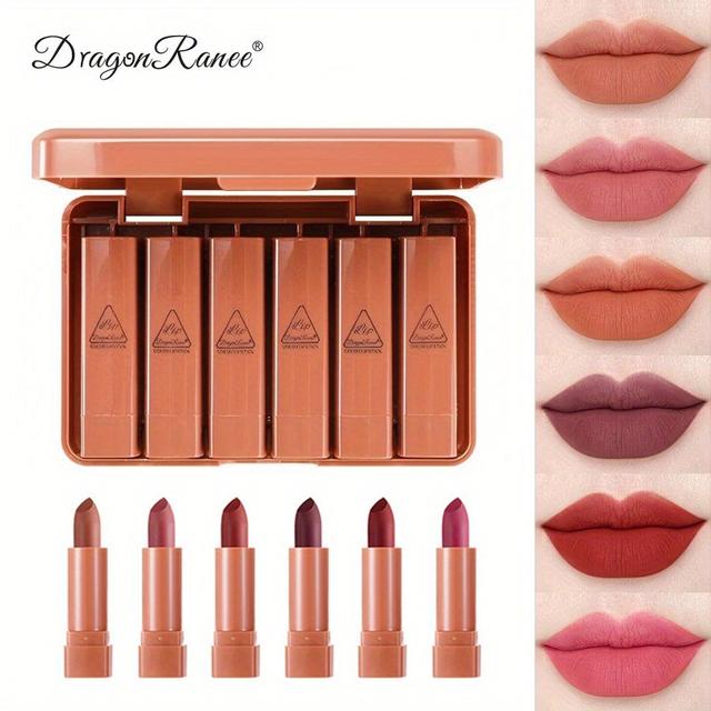 TEMU Set de 6 labiales con acabado aterciopelado, mate, , resistente y al , y colores de larga duración