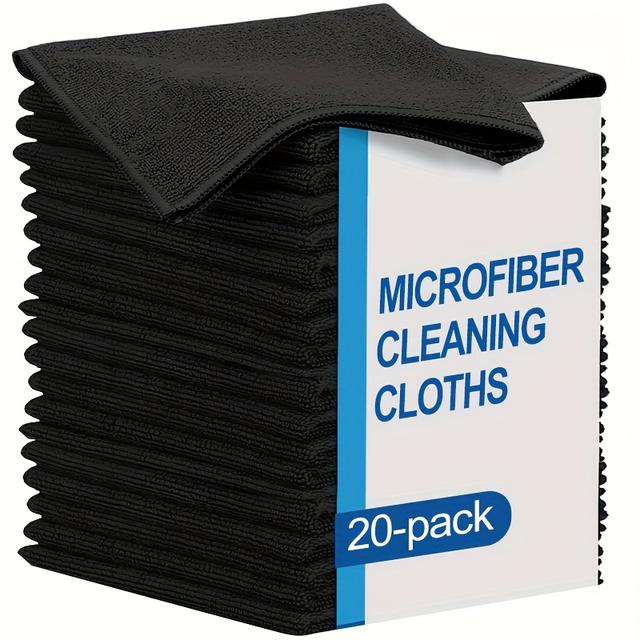 TEMU 5/10/20pcs Black Microfiber Kitchen Dish Towel, Rag, Table Cloth, Cleaning Cloth For Bowls And Chopsticks Pots, Reusable Kitchen Cleaning Tool