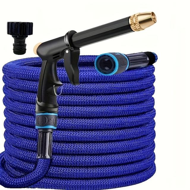 TEMU 高圧水鉄砲付きの万能 - 15.68メートル伸縮式洗車ホース、ポータブルで耐久性があり、車やペットの清掃に適しています