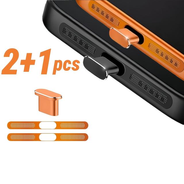 TEMU 3pcs New Metal Speaker Dust Mesh And Dust Plug Set For Iphone 17promax, 17pro, 17 | Type-c Dust Plug, Metal Speaker Mesh Proof Cover - Durable Metal Material, Sputtering.