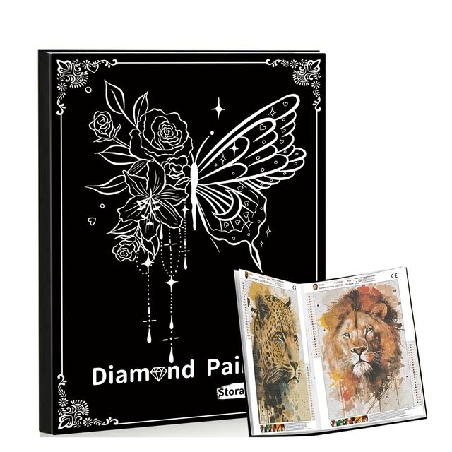 TEMU Large Capacity Diamond Painting Storage Book With 30 Pocket Protectors For Artwork And Handicrafts, Accessories.