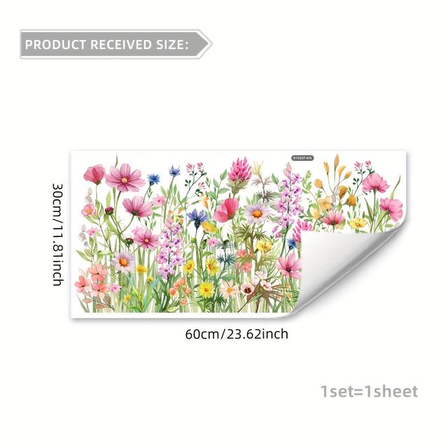 TEMU A Hand-painted Colored Flower Electrostatic Glass Window Display Decoration With Double-sided Adhesive Window Stickers