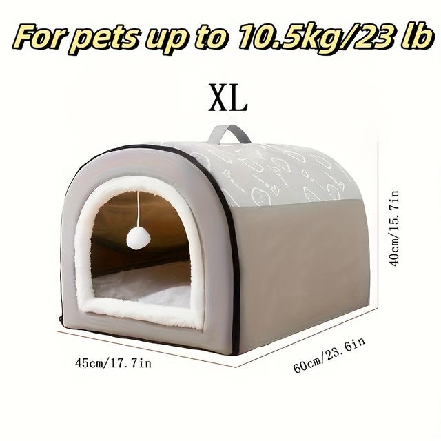 TEMU Cozy Dog Bed - Washable & Removable, Non-slip Bottom, Cartoon Design For Small To Large Dogs Up To 99lbs, For Winter