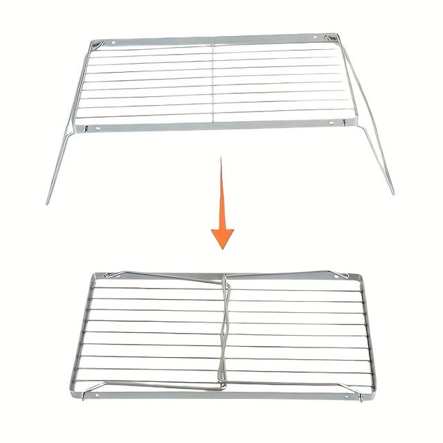 TEMU Portable Stainless Steel Camping Grill, Foldable Bbq Grill, Suitable For Outdoor Camping, Picnics, And Fishing, Food