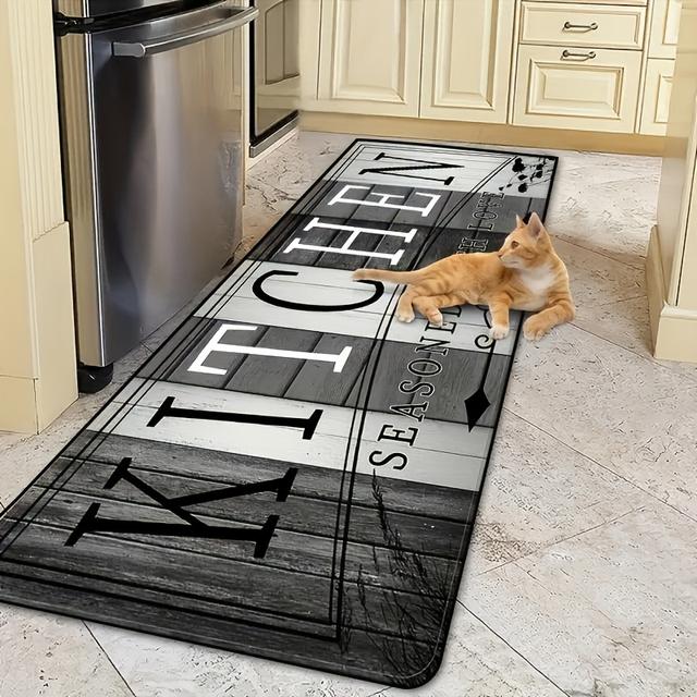 TEMU 【特大】キッチン＆ダイニングマット - モダン＆キスタデザイン、洗濯機で洗えるフロアマット（キッチン、リビング、ランドリールーム用） - お手入れ簡単 長方形、丈夫なポリエステル製マット（レーション、クリスマス、ハロウィン、感謝祭のギフト、カーペット、マット）