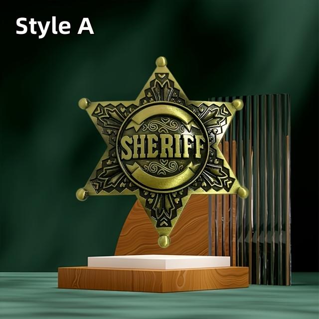 TEMU Classic Western Sheriff Metal Badge | Cowboy Design With Detailed Engravings | High-quality Metallic End Retro Lawman | Ideal For Themed Events