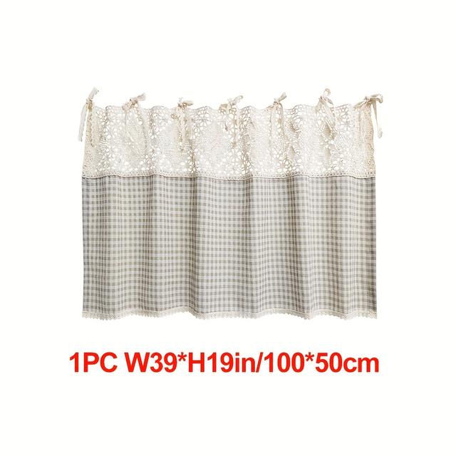 TEMU 1pc American Crochet Hollow Flower Splicing Short Curtain For Kitchen Small Window Rustic Country Window Decoration 1 Panel Curtain