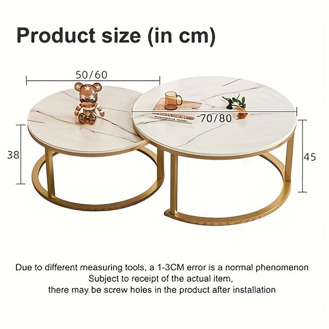 TEMU Modern Tea Table Round Combination Wood Coffee Table Living Room Home Table Nordic Style(cod)