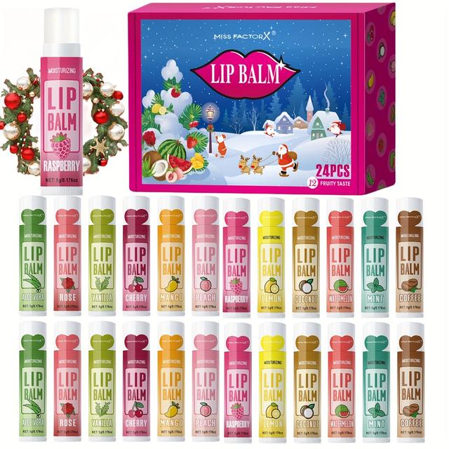 TEMU 24pcs/ Set de Labial con Temática Navideña, de Plantas, Hidratante de Larga Duración, Color de Labios Iluminador Adecuado para Hombres y Mujeres, Regalo para de Año para Mujeres