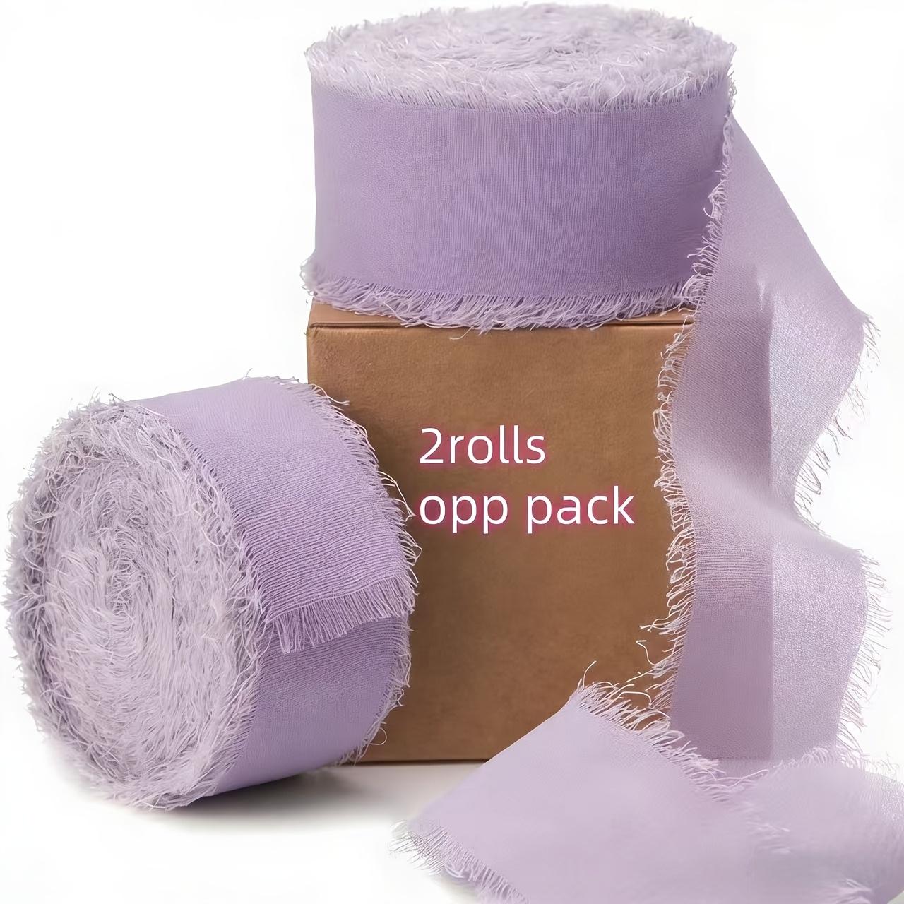 TEMU 2 Rolls Lilac Chiffon Ribbon Suitable For Wedding Invitations, Bridal Bouquets, Gift Wrapping & Bow Making - Roll (1" X 18 Yd Fringe Ribbon) For Diy Crafts, Spring Wedding Decorations, Fabric