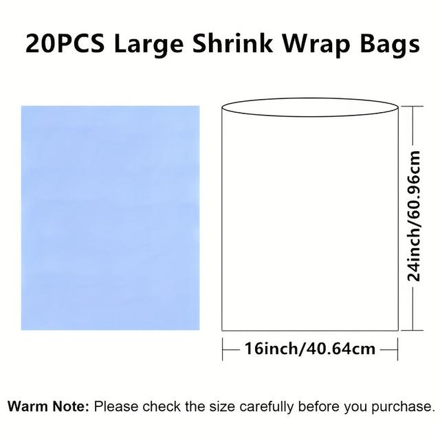 TEMU 20pcs Shrink Wrap Bags For Large Clear Cellophane Pvc Heat Shrink Bags For Gift Wrapping Halloween Easter