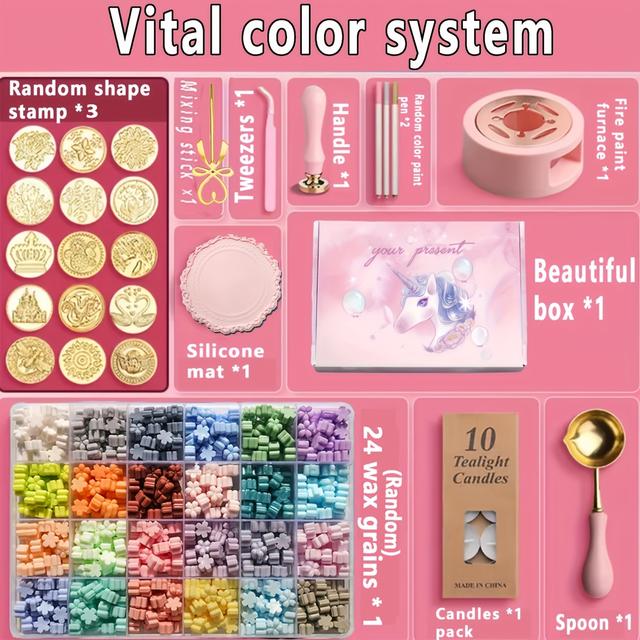 TEMU Exquisite Fire Paint Seal Wax Beads Set Full Set Of Fire Paint Seals Beautiful Stamp Head Candles In Vitality