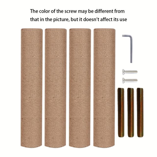 TEMU 4 stuks Kraspaal Vervanging voor Kattenkrabber - Sisaltouw Krastollen met M8 Schroeven voor Binnen Katentoren Vernieuwing Onderdelen, Navulonderdelen voor Kattenuitrusting