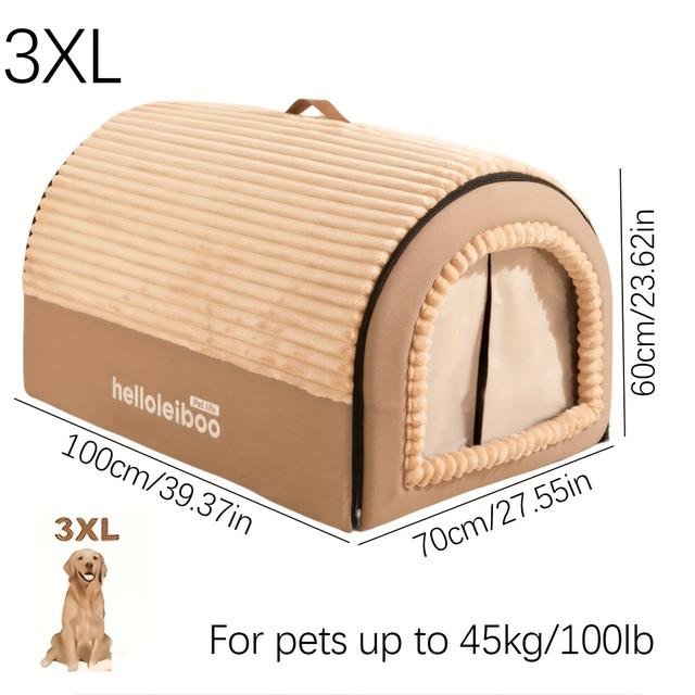 TEMU Soft , & Cat Bed - Enclosed, Washable Nylon Tent With Non-slip Bottom For Small To Large Pets - Brown