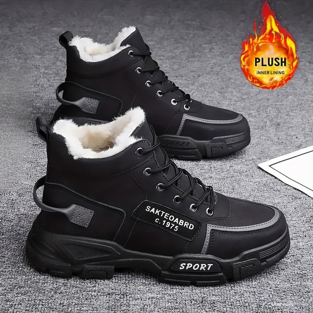 TEMU 남성용 부츠 스노우 부츠, 두꺼운 기모 안감 따뜻한 부츠, 좋은 미끄럼 방지 기능이 있는 남성용 부츠, 다용도 미끄럼 방지 및 내마모성 스니커즈