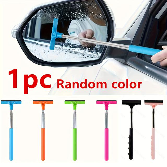 TEMU Retractable Car Window Cleaning Sponge Brush - Portable Manual Rearview Scraper, Non-electric , Durable Bristles For , Car Cleaning Accessory