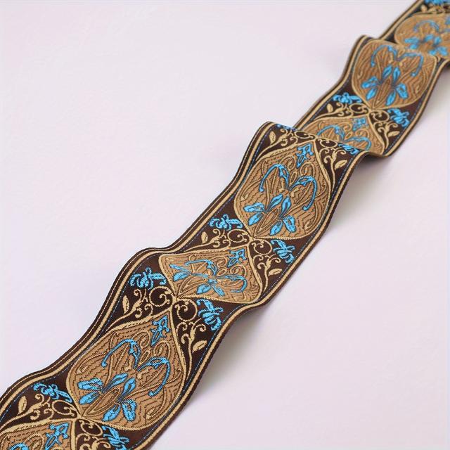 TEMU Jedna jardowa niebieska haftowana koronka z żakardowym wzorem, idealna do projektów, szycia, dekoracji odzieży i ozdabiania ubrań