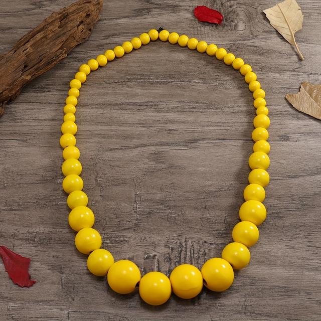 TEMU Handmade Bohemian Vintage Necklace For - Wood Beads, Handmade, Chain For Daily Wear Gift, Neutral Accessory (no Plating) - Style Necklace