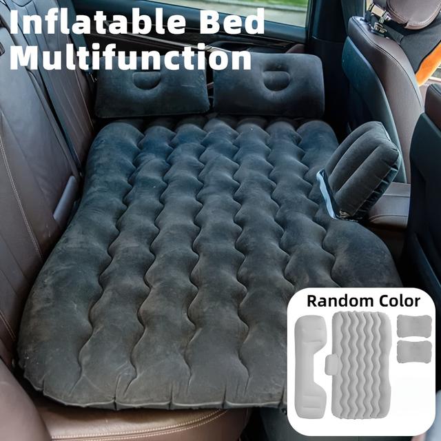 TEMU Opblaasbaar Matras voor Meerdere Voertuigmodellen, Opvouwbare Reisslaapmat voor Achterbank, Willekeurige Kleur Zwart/Grijs, Makkelijk Op te Bergen