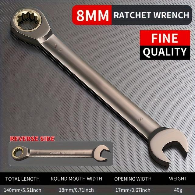 TEMU Dual- Ratchet Spanner With A Plum Design, Versatile For Open-ended And Industrial-grade Quick-release Applications, Featuring An Extended Gear Mechanism