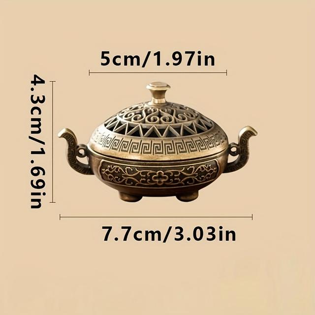 TEMU Exquisite Nepalese-style Bronze Incense Holder For Yoga, Meditation, Spaces, A Decorative Bronze Item For Home